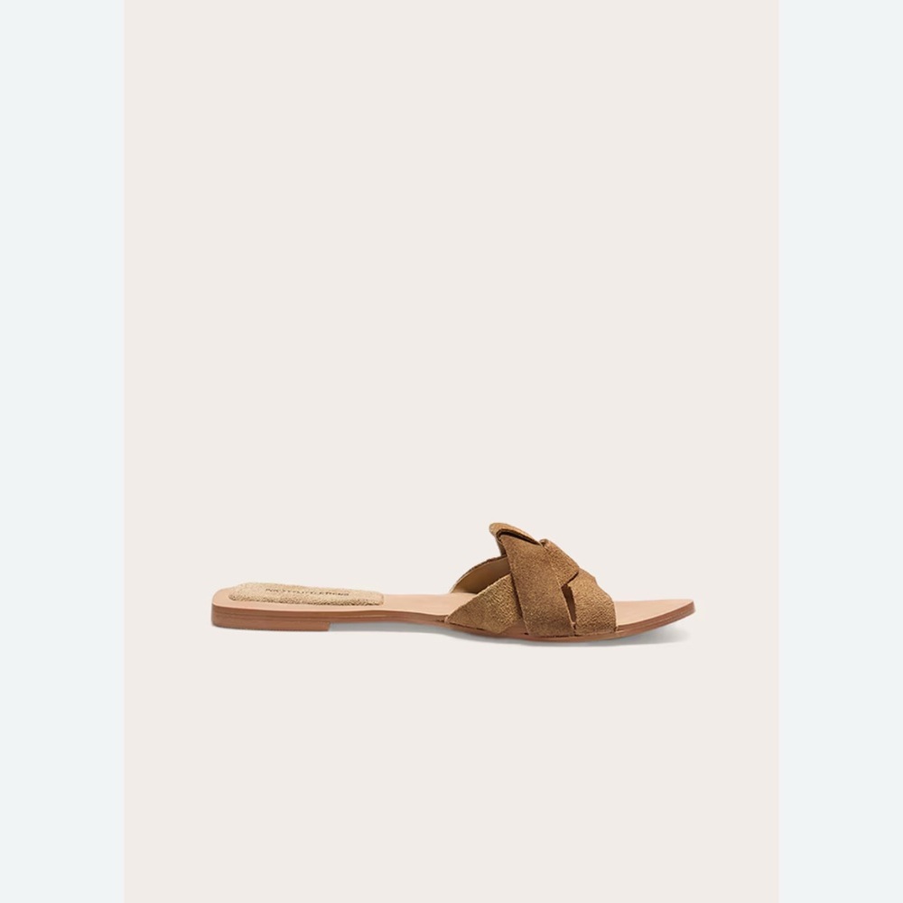 PrettyLittleThing Beige Faux Suede Round Toe Mule Sandals